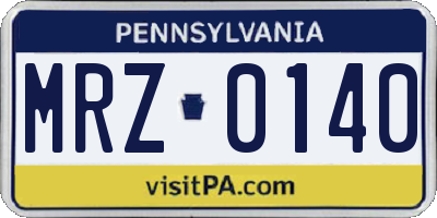 PA license plate MRZ0140