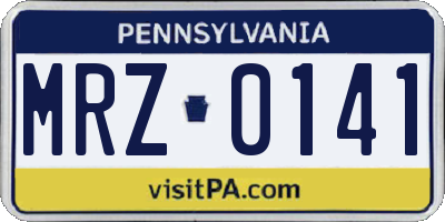 PA license plate MRZ0141