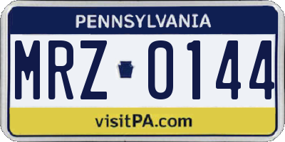 PA license plate MRZ0144