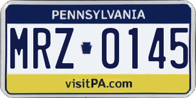 PA license plate MRZ0145