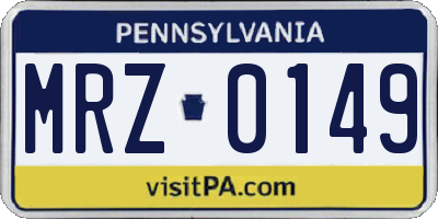 PA license plate MRZ0149
