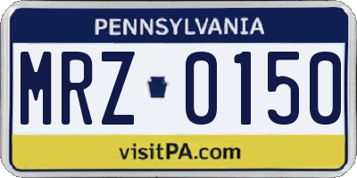 PA license plate MRZ0150