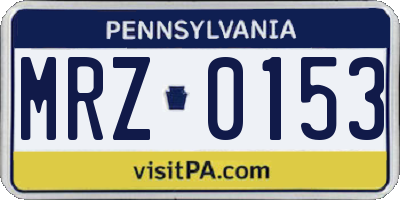 PA license plate MRZ0153