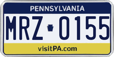 PA license plate MRZ0155