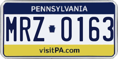 PA license plate MRZ0163