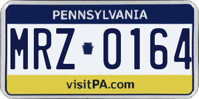 PA license plate MRZ0164