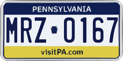 PA license plate MRZ0167