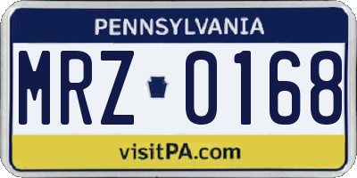 PA license plate MRZ0168