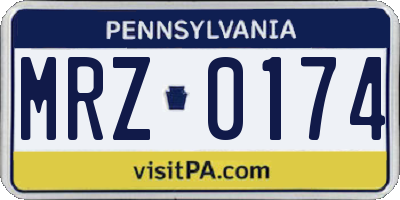 PA license plate MRZ0174