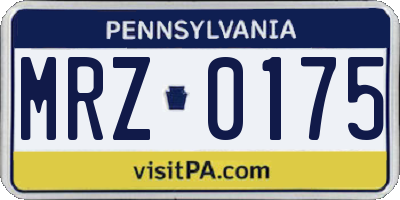 PA license plate MRZ0175