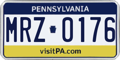 PA license plate MRZ0176