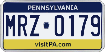 PA license plate MRZ0179