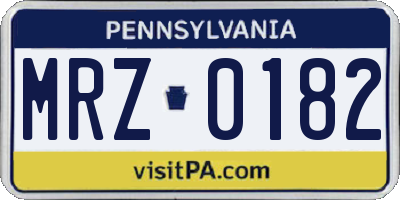 PA license plate MRZ0182