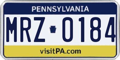 PA license plate MRZ0184