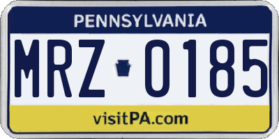 PA license plate MRZ0185