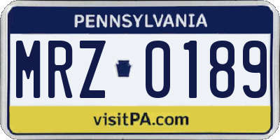 PA license plate MRZ0189
