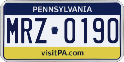 PA license plate MRZ0190