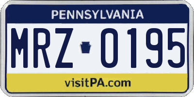 PA license plate MRZ0195