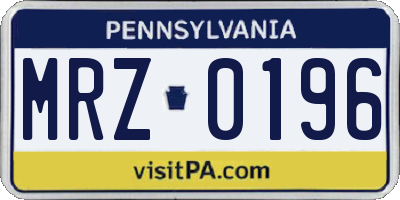 PA license plate MRZ0196