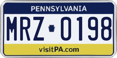 PA license plate MRZ0198