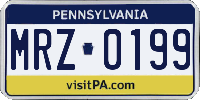 PA license plate MRZ0199