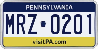 PA license plate MRZ0201