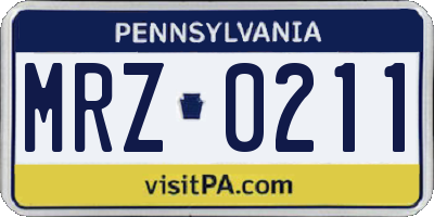 PA license plate MRZ0211