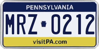 PA license plate MRZ0212