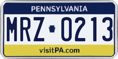 PA license plate MRZ0213