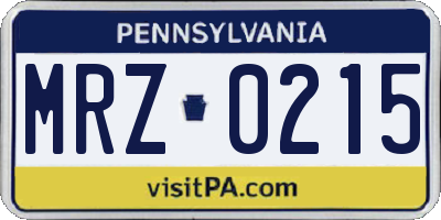 PA license plate MRZ0215