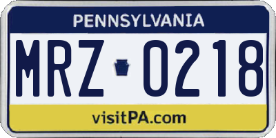 PA license plate MRZ0218