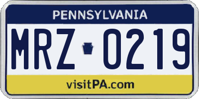 PA license plate MRZ0219