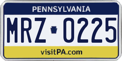 PA license plate MRZ0225