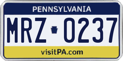 PA license plate MRZ0237
