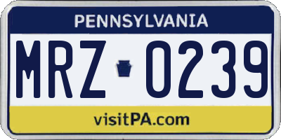 PA license plate MRZ0239