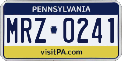 PA license plate MRZ0241