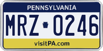 PA license plate MRZ0246