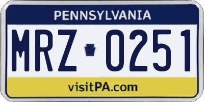 PA license plate MRZ0251