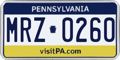 PA license plate MRZ0260