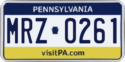 PA license plate MRZ0261