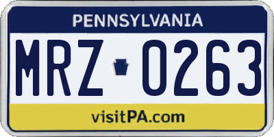PA license plate MRZ0263