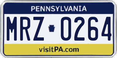 PA license plate MRZ0264