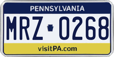 PA license plate MRZ0268