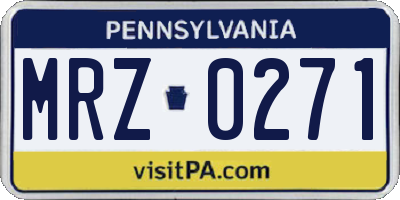 PA license plate MRZ0271