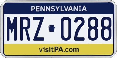 PA license plate MRZ0288