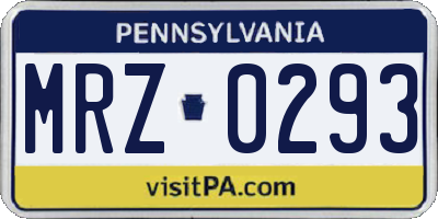 PA license plate MRZ0293