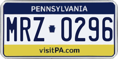PA license plate MRZ0296