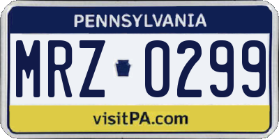 PA license plate MRZ0299