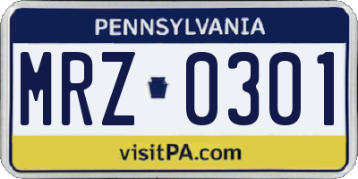 PA license plate MRZ0301