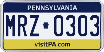 PA license plate MRZ0303